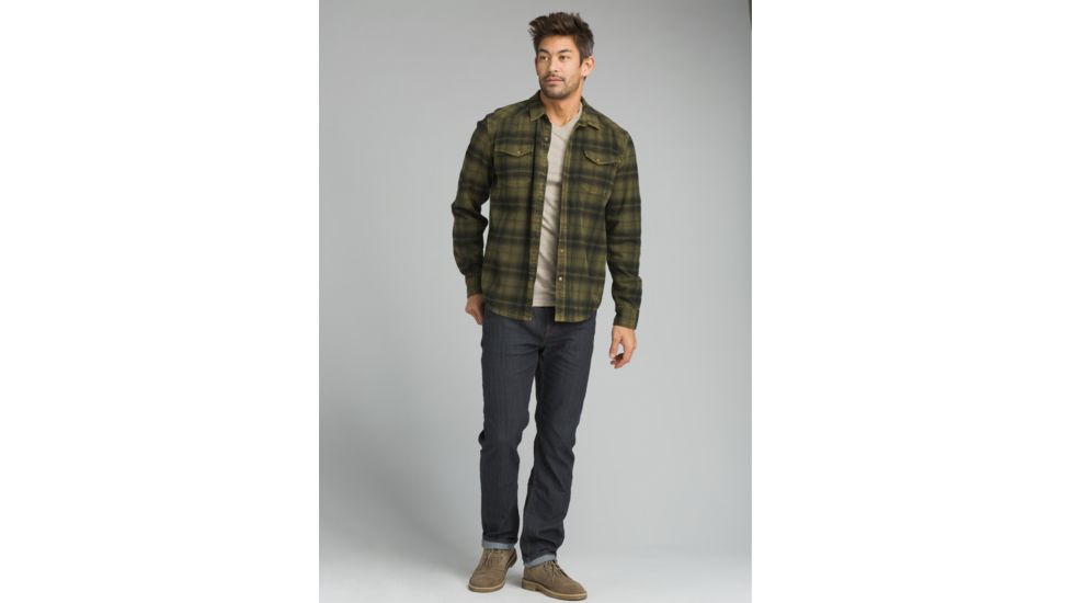 prAna Horizon Long Sleeve Flannel Shirt - Men's, Cargo Green, Large, M23180490-CAGR-L