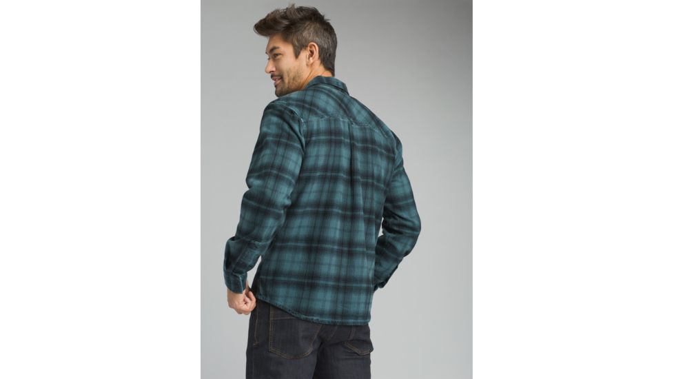 prAna Horizon Long Sleeve Flannel Shirt - Mens, Weathered Blue, Large, M23180490-WEBL-L