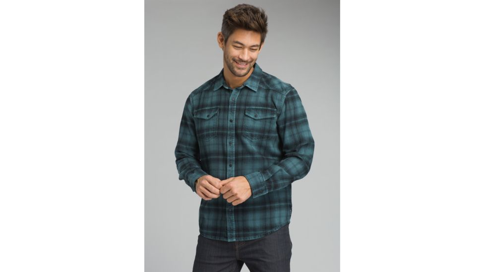 prAna Horizon Long Sleeve Flannel Shirt - Men's, Weathered Blue, Large, M23180490-WEBL-L