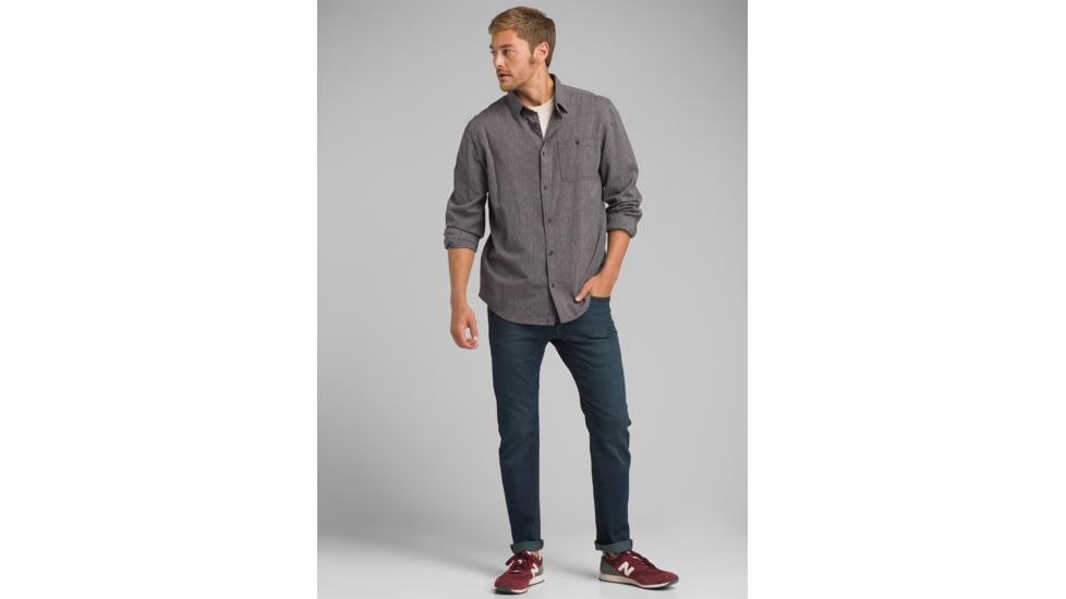 prAna Jaffra Long Sleeve Shirt, Granite, XXLarge, M21191481 -022-XXL