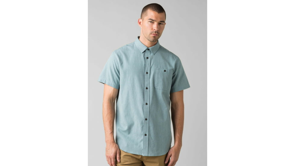 prAna Jaffra Short Sleeve Shirt - Mens, Breeze, Medium, M11191528-BREZ-M