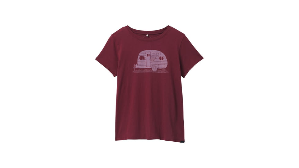 prAna Journeyman 2.0 Tee - Womens, Extra Small, Maroon Happy Camper, 1969281-601-XS