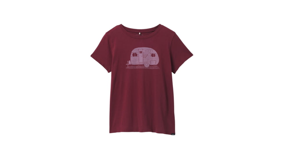 prAna Journeyman 2.0 Tee - Womens, Large, Maroon Happy Camper, 1969281-601-L