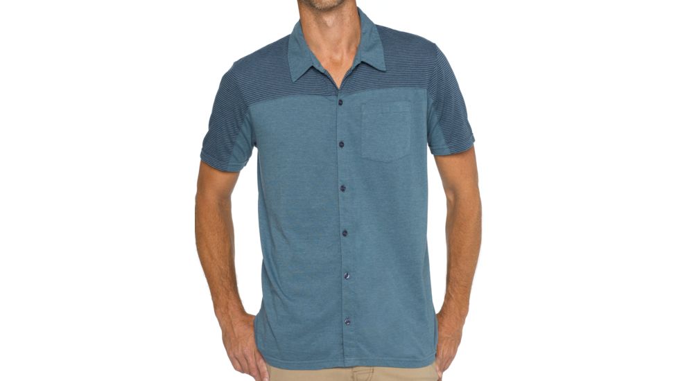 prAna Knoven Short Sleeve Shirt - Men's-Blue Ridge-Small