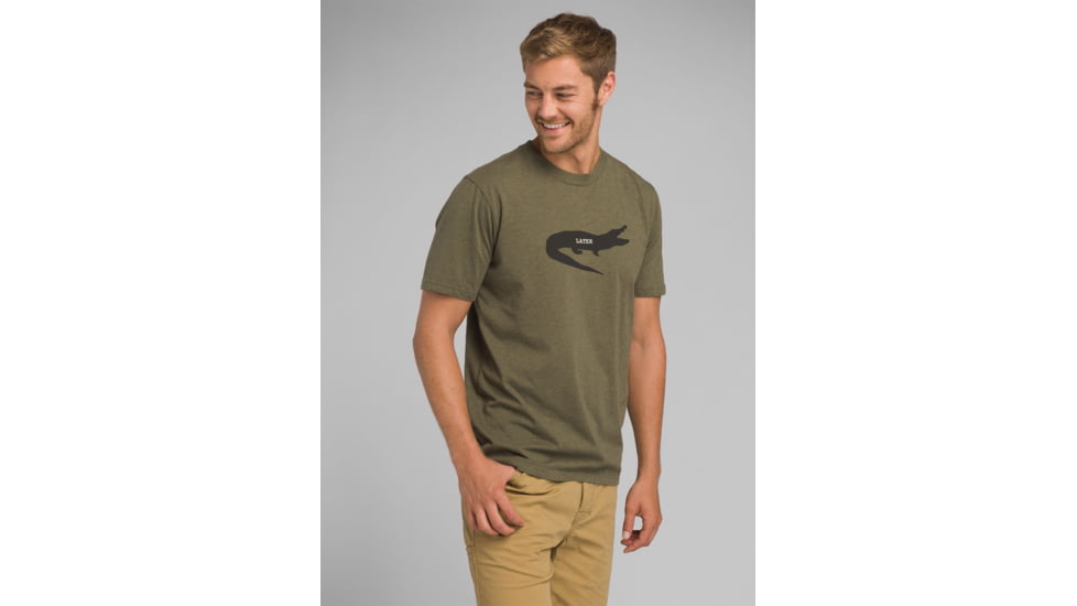 prAna Later Alligator Short Sleeve T-Shirt, Cargo Green Heather, XLarge, M11191521 -319-XL