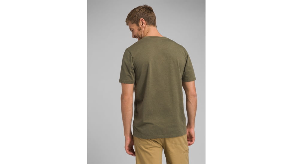 prAna Later Alligator Short Sleeve T-Shirt, Cargo Green Heather, XLarge, M11191521 -319-XL