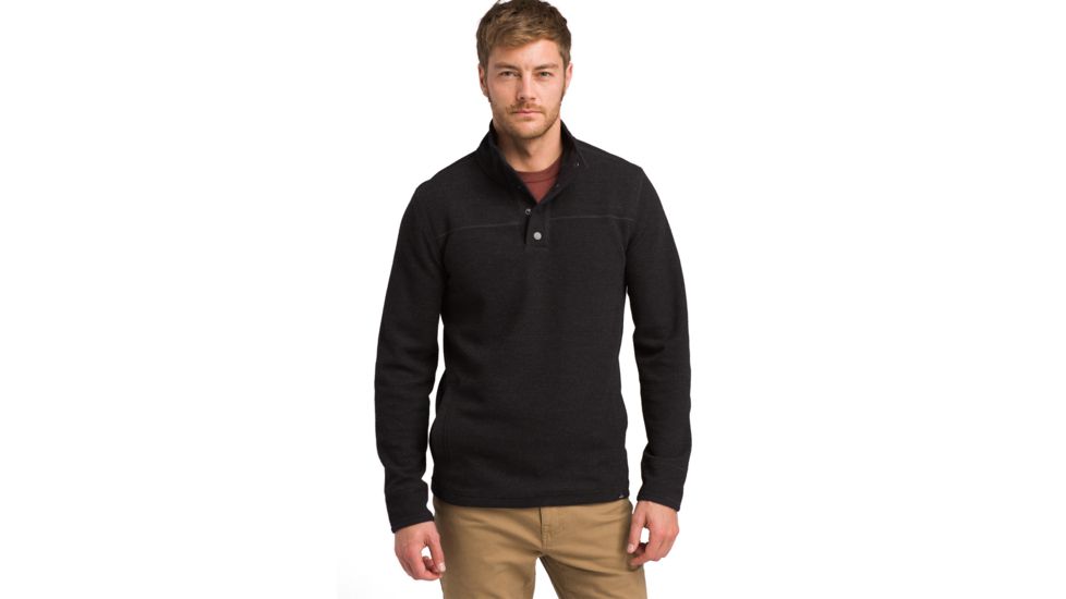 prAna Leonidas Long Sleeve Henley - Mens, Black, Large, M23190597-BLK-L