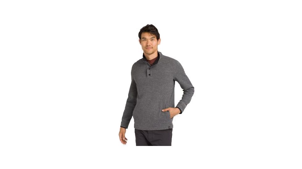 prAna Leonidas Long Sleeve Henley - Mens, Gravel, Small, M23190597-GRA-S