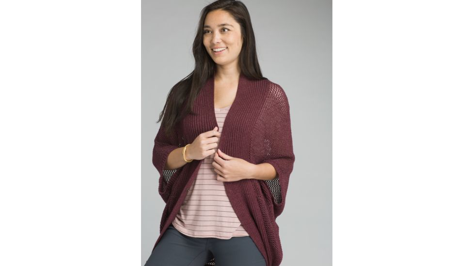 prAna Lima Cardigan - Women's, Black Cherry Heather, Small, W13180529-BXHT-S