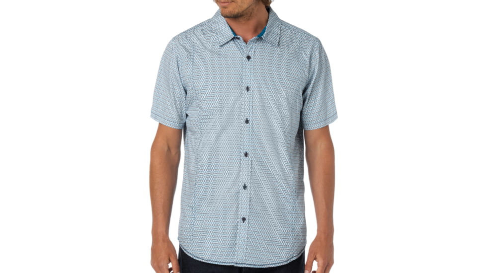 prAna Lukas Slim Short Sleeve Shirt - Men's-Blue Ridge-X-Large