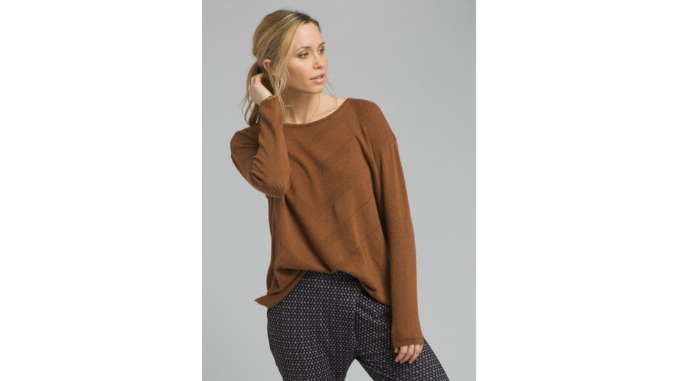 prAna Mainspring Sweater - Womens, Burnt Caramel Heather, Medium, W23180538-BCHT-M