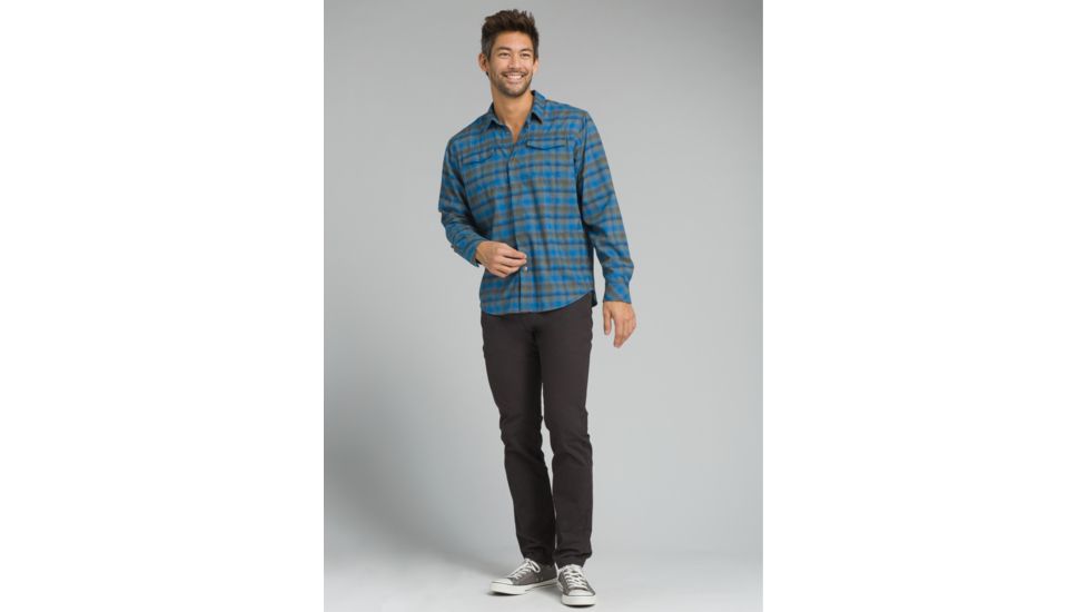 prAna Miki Long Sleeve Flannel Shirt - Mens, Coal, Large, M23181373-COAL-L