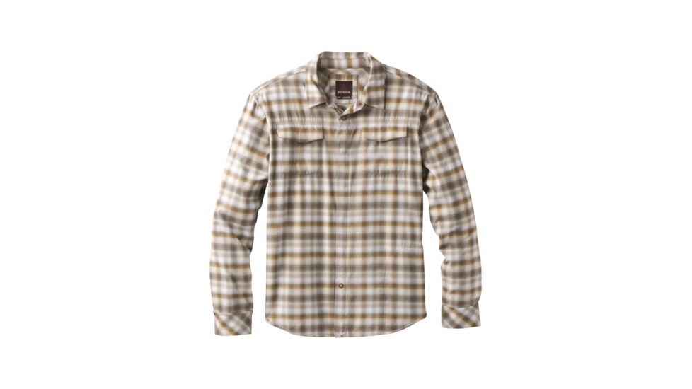 prAna Miki Long Sleeve Flannel Shirt - Mens, Dark Khaki, XXLarge, M23181373-DKKH-XXL