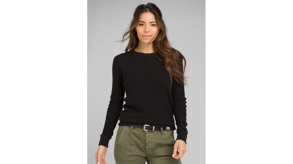 prAna Milani Crew - Womens, Black Heather, Large, W23190868-BKHT-L