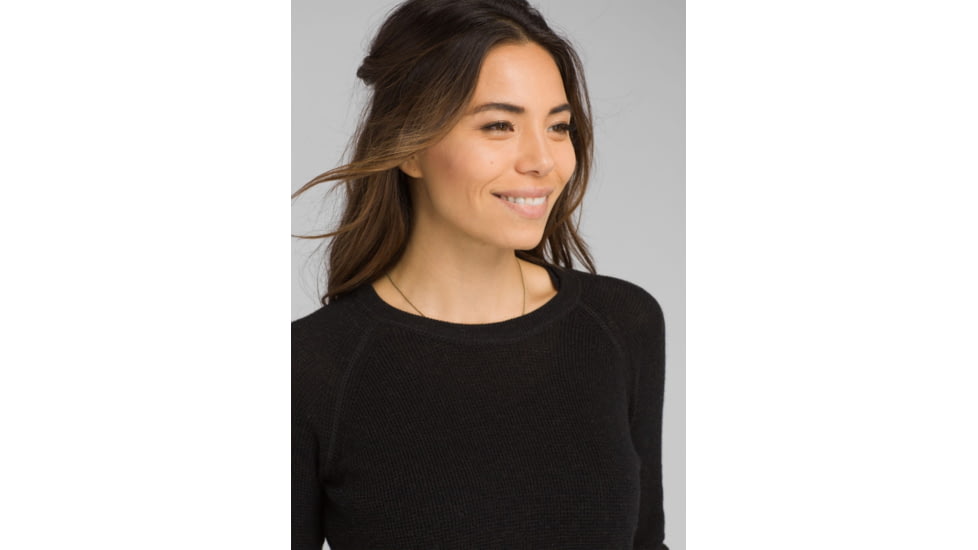 prAna Milani Crew - Womens, Black Heather, Large, W23190868-BKHT-L