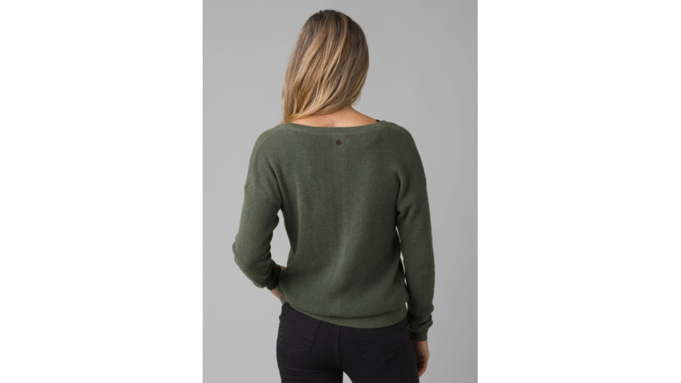 prAna Milani Vneck Sweater, Kale, Small, W23202218-KALE-S