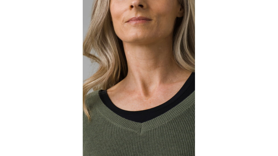prAna Milani Vneck Sweater, Kale, Small, W23202218-KALE-S