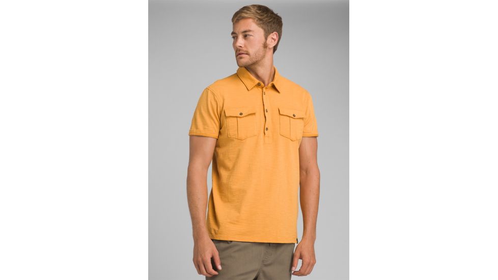 prAna Montroyal Polo - Mens, Curry, Large, M11191470 -704-L