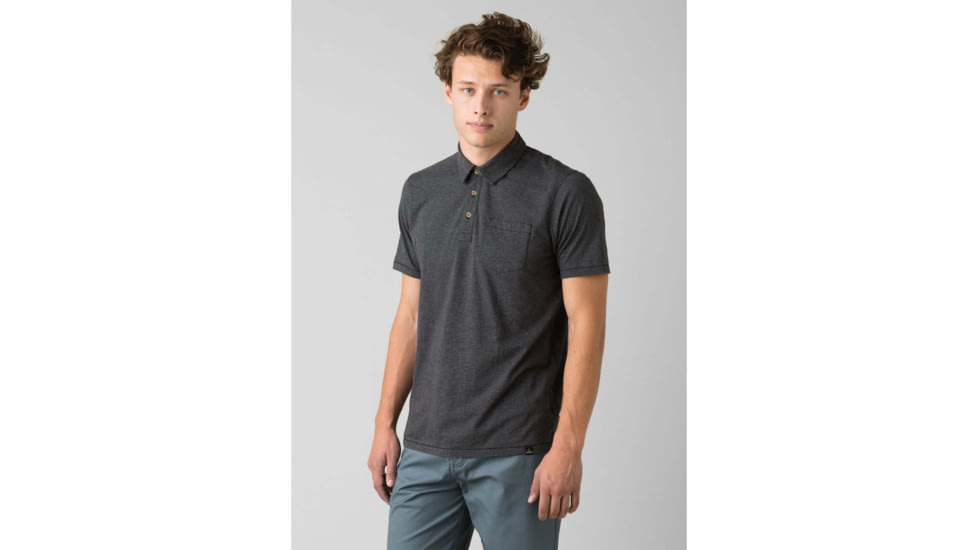 prAna Polo - Mens, Black Stripe, Small, M11181339-BKST-S