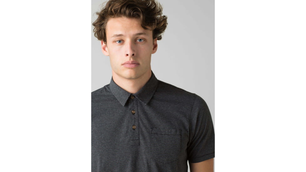 prAna Polo - Mens, Black Stripe, Small, M11181339-BKST-S
