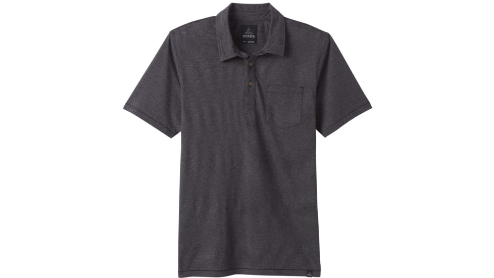 prAna Polo - Mens, Black Stripe, Small, M11181339-BKST-S