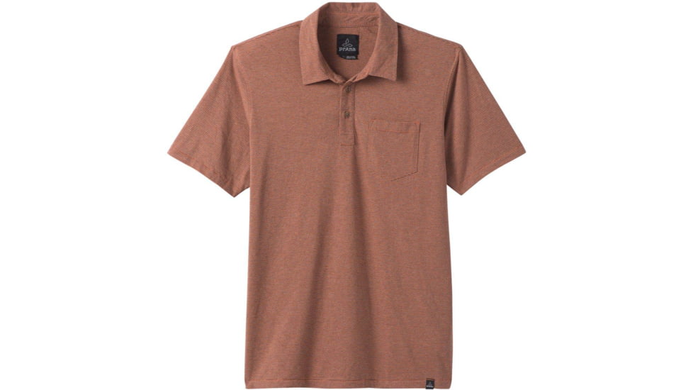prAna Polo - Mens, Russet Stripe, Large, M11181339-RUST-L