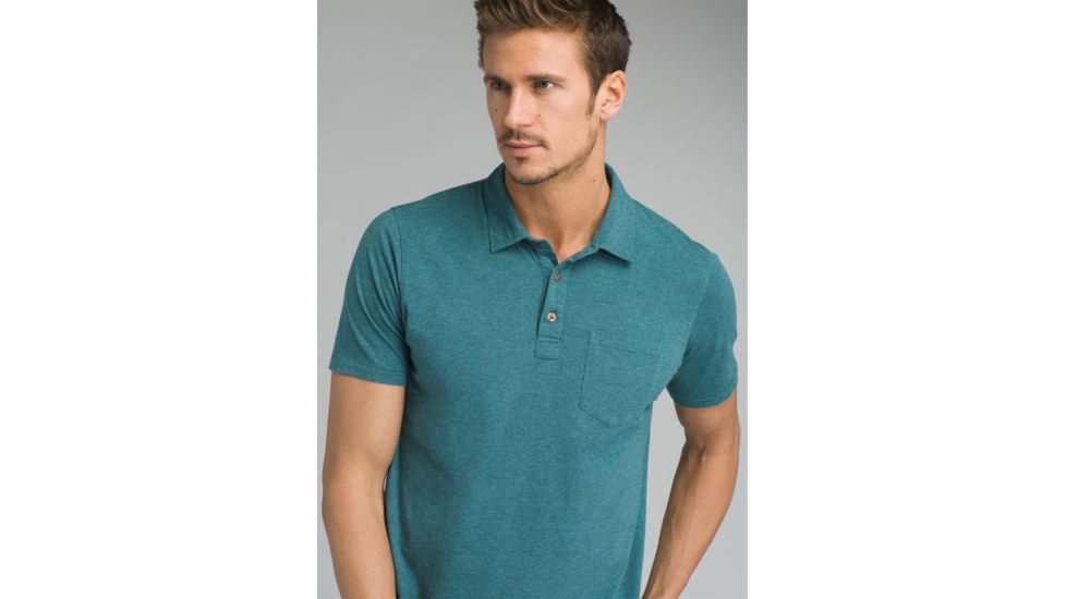 prAna Polo T-Shirt - Mens, Deep Balsam Heather, Medium, M11181339-DMHT-M