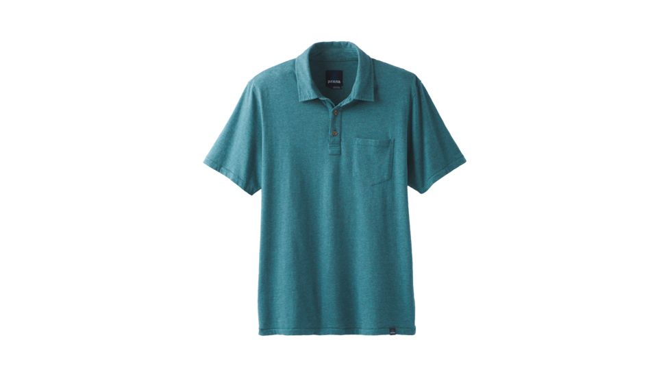 prAna Polo T-Shirt - Mens, Deep Balsam Heather, Medium, M11181339-DMHT-M