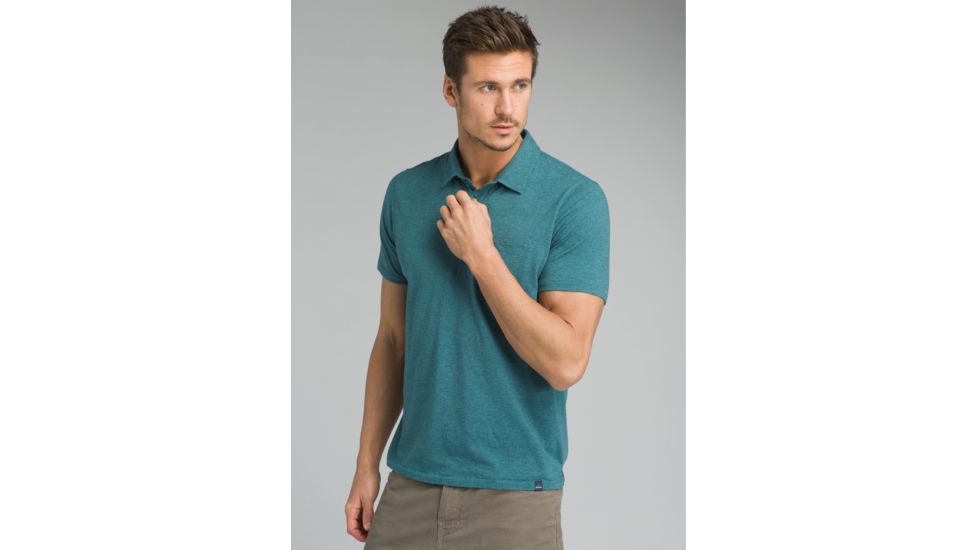 prAna Polo T-Shirt - Men's, Deep Balsam Heather, Medium, M11181339-DMHT-M