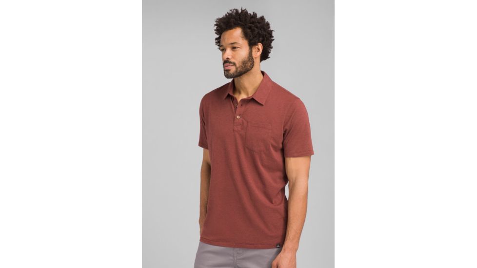 prAna Polo T-Shirt - Mens, Maple Heather, Medium, M11181339-MPHT-M