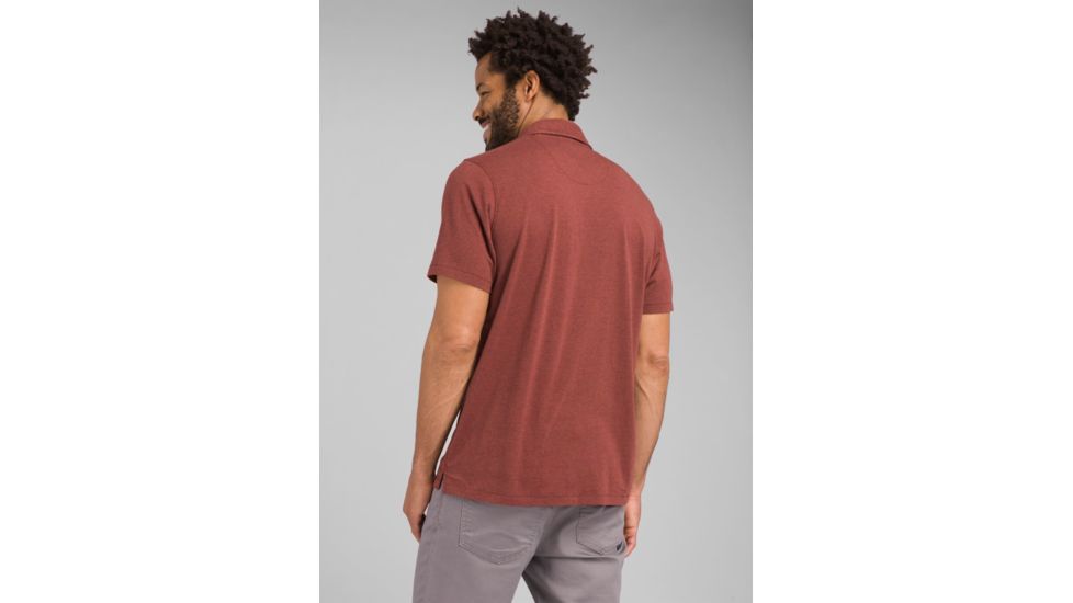 prAna Polo T-Shirt - Mens, Maple Heather, Medium, M11181339-MPHT-M