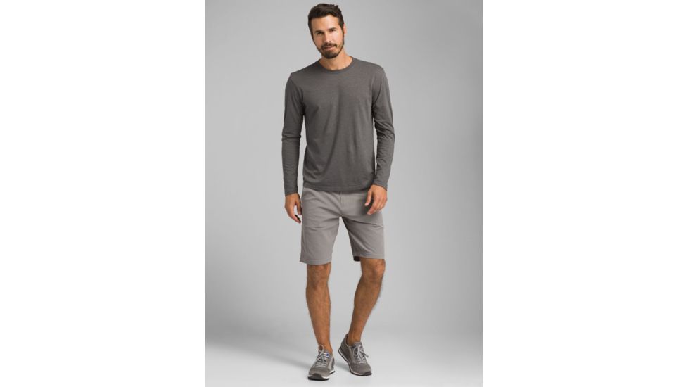 Prana Long Sleeve Crew T-Shirt, Charcoal Heather, Small, M23181469-CCHT-S