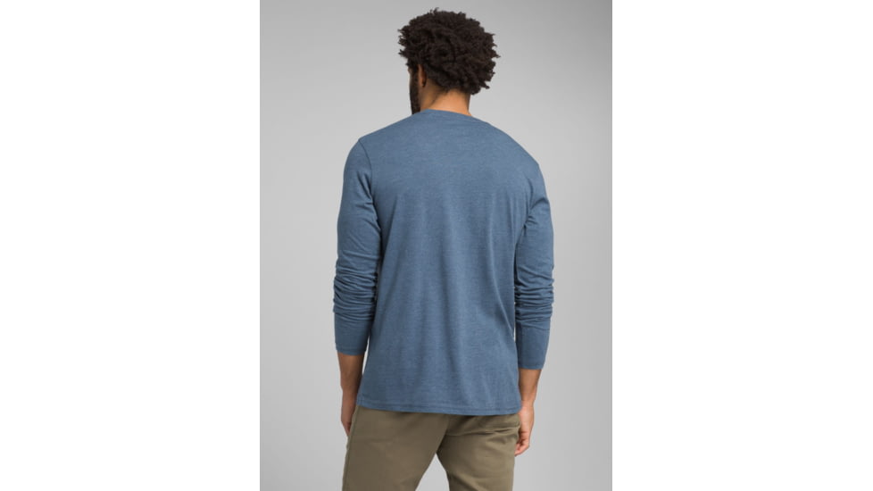 Prana Long Sleeve Crew T-Shirt, Denim Heather, Small, M23181469-DEHT-S