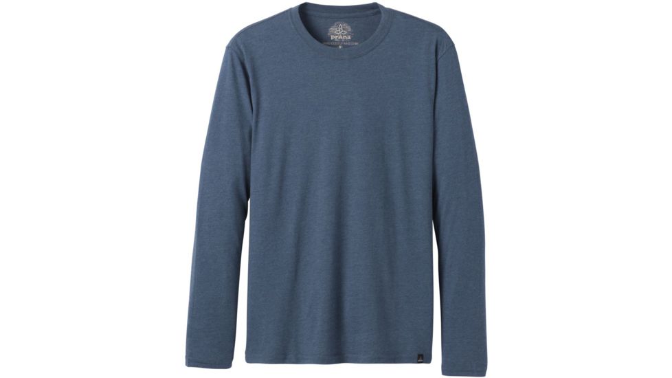 Prana Long Sleeve Crew T-Shirt, Denim Heather, Small, M23181469-DEHT-S