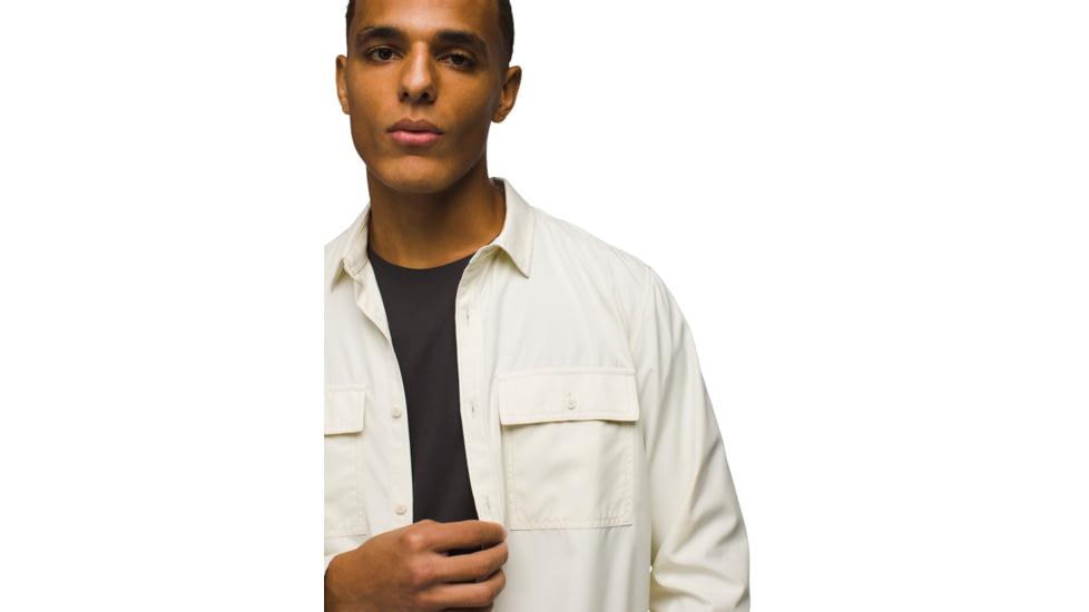 prAna Lost Sol Long Sleeve Shirt Standard Fit - Mens, Chalk, M, 1972361-101-ST-M