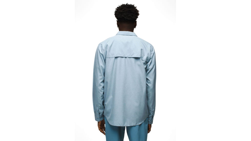 prAna Lost Sol Long Sleeve Shirt Standard Fit - Mens, Chambray Heather, S, 1972361-401-ST-S