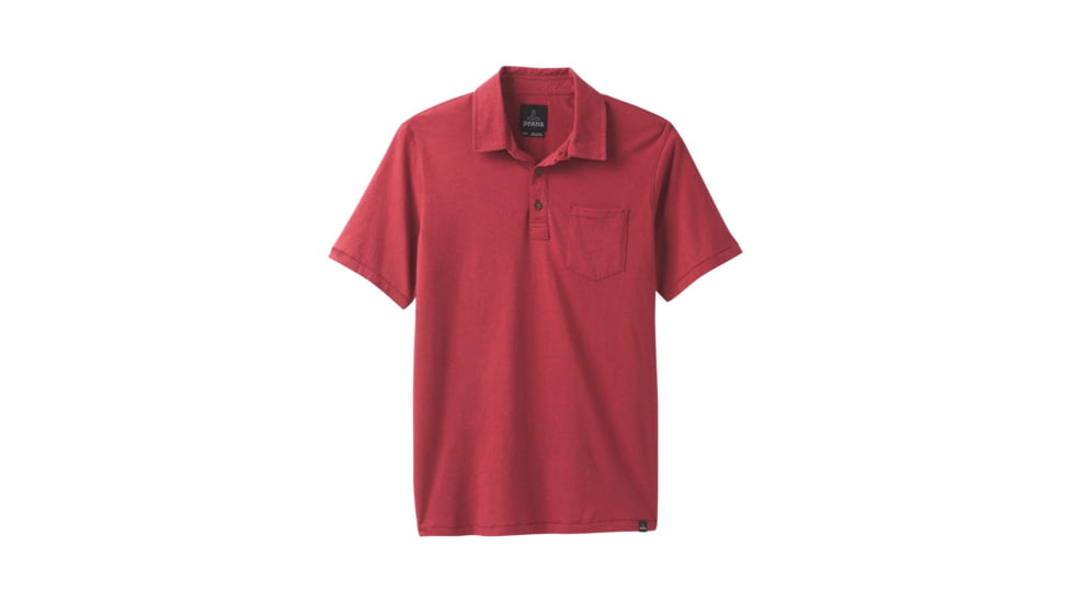 prAna Polo Mens, Crimson Heather, Small, M11181339-CMHT-S