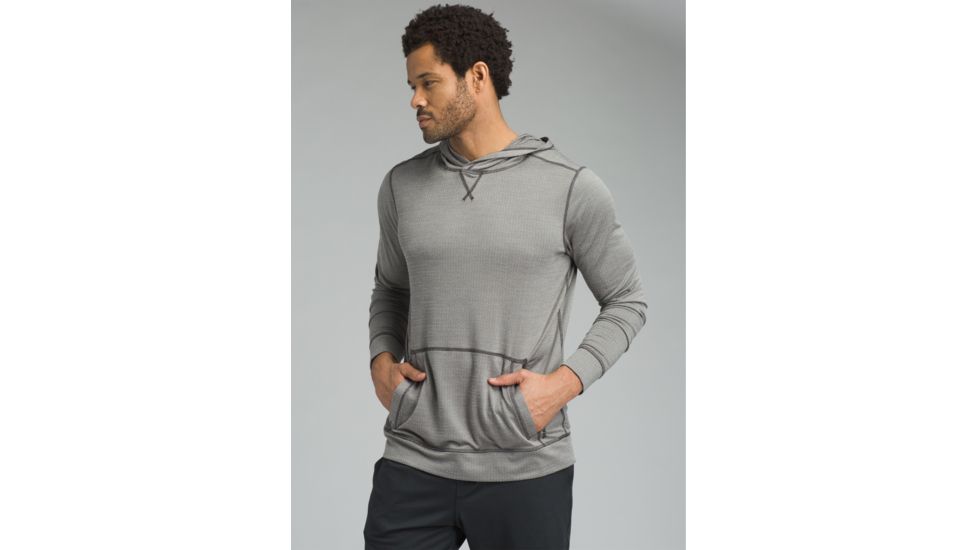 prAna Pratt Long Sleeve Hoodie - Mens, Gravel, Large, M23180485-GRA-L