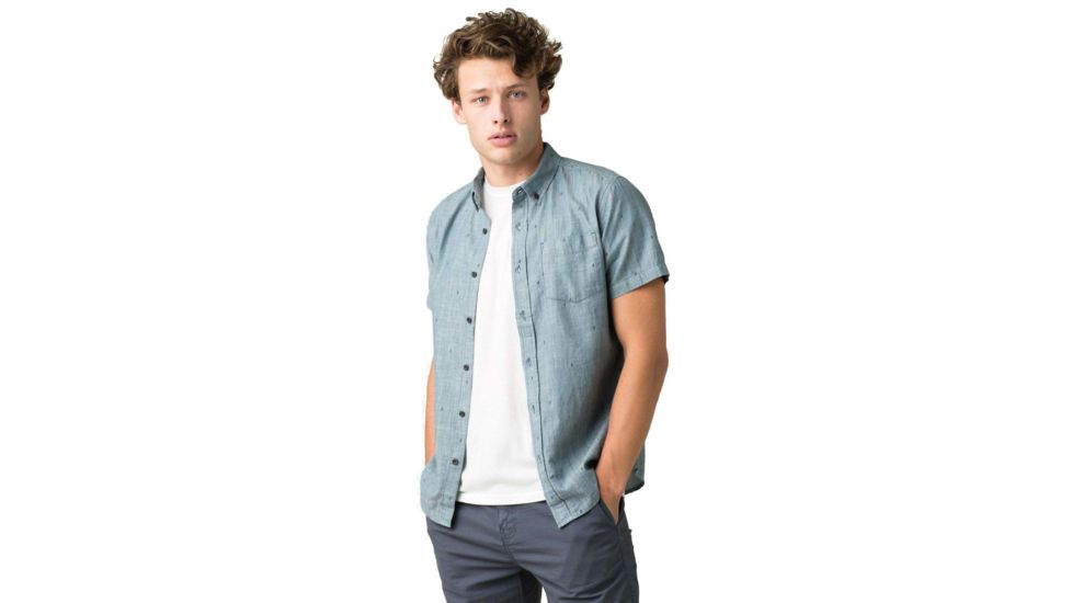 prAna San Martino Standard Fit - Mens, Nickel Bermuda Chambray, Large, M11202531-NBCH-L