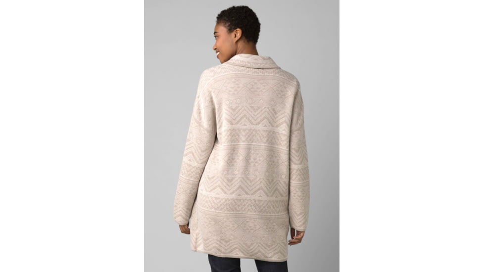 prAna Sevie Cardigan - Women's, Large, Pebble Grey Intarsia, 1967181-021-L