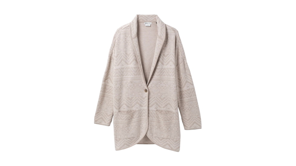 prAna Sevie Cardigan - Women's, Large, Pebble Grey Intarsia, 1967181-021-L