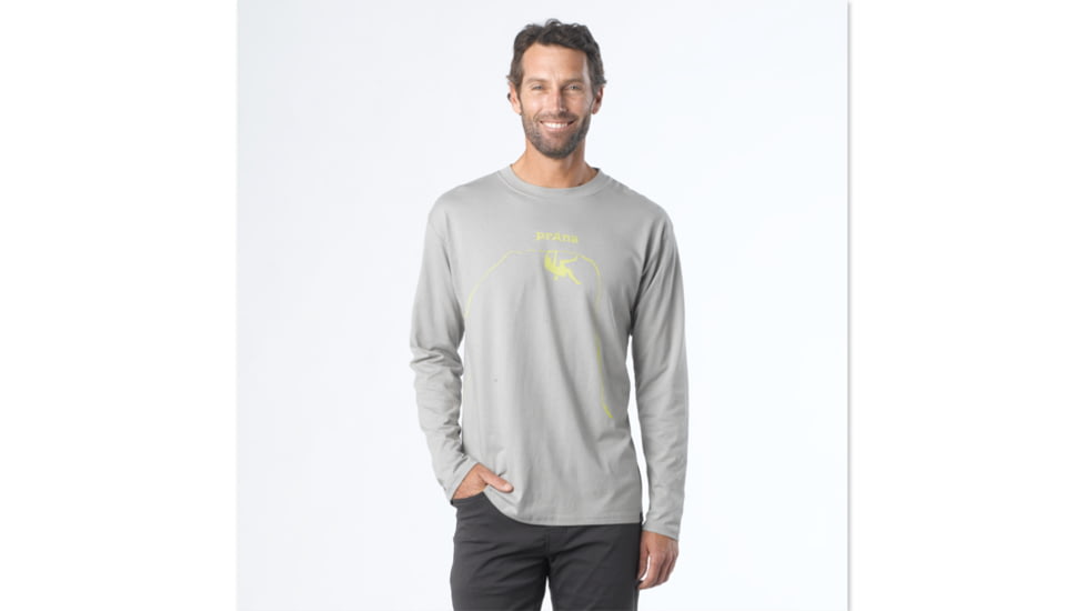 prAna Solo Long Sleeve T - Men's-Grey-Small