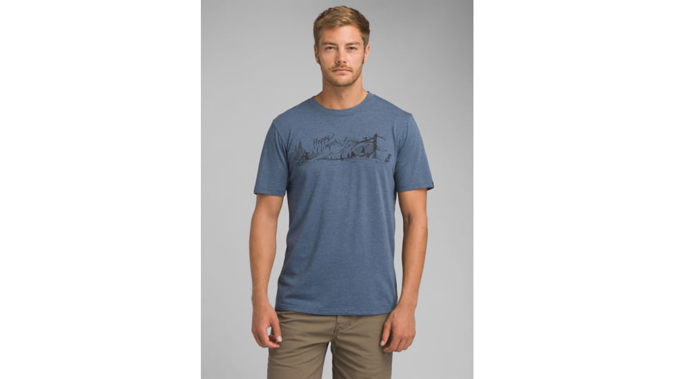 prAna Trail Short Sleeve T-Shirt, Denim Heather, XLarge, M11191514 -479-XL