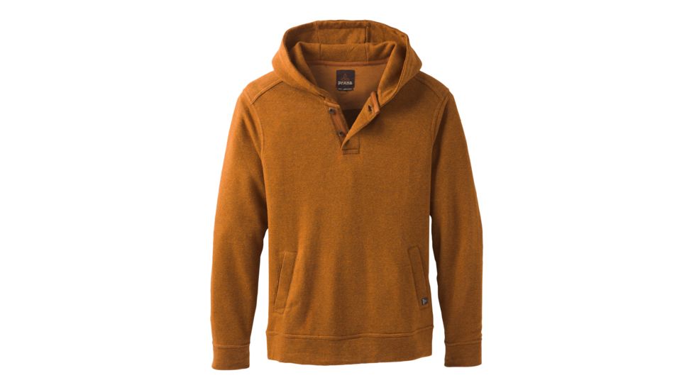 prAna Trawler Henley Hoodie - Men's, Burnt Caramel Heather, XSmall, M23181379-BCHT-XS