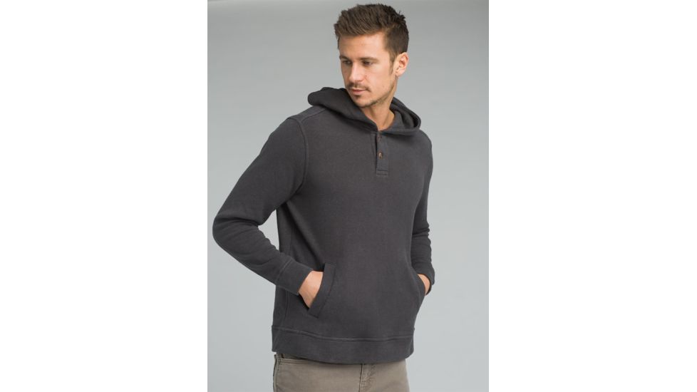 prAna Trawler Henley Hoodie - Mens, Charcoal Heather, XXXLarge, M23181379-CCHT-XXXL