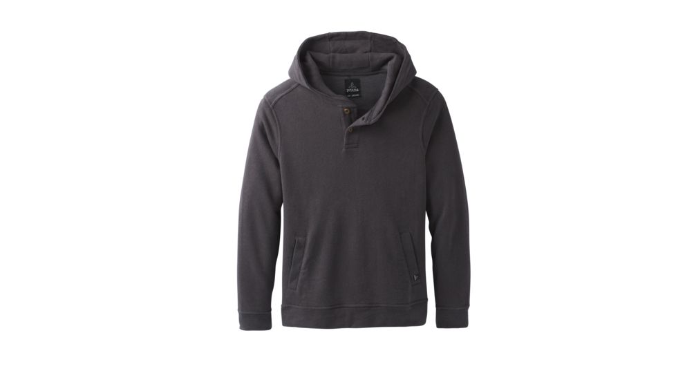 prAna Trawler Henley Hoodie - Men's, Charcoal Heather, Large, M23181379-CCHT-L