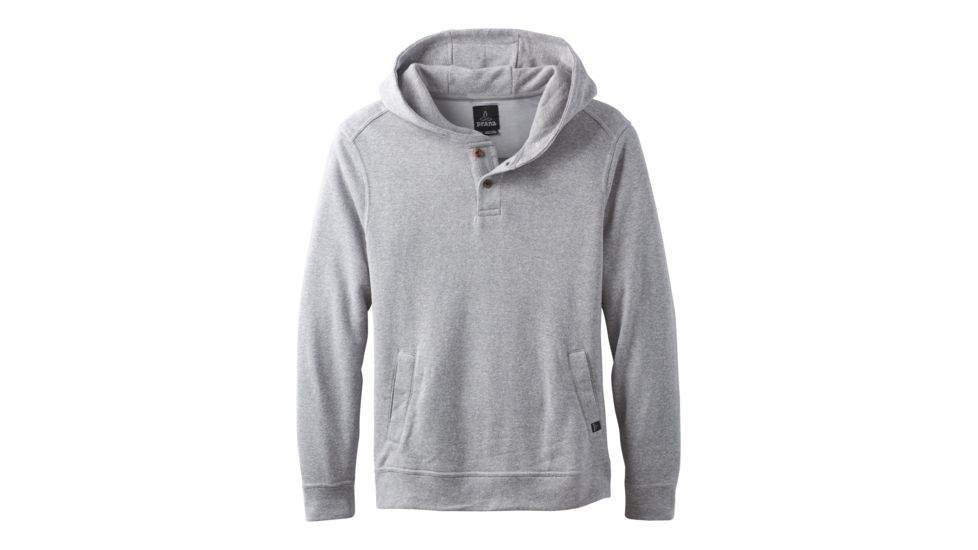 prAna Trawler Henley Hoodie - Mens, Heather Grey, XXXLarge, M23181379-HTGY-XXXL