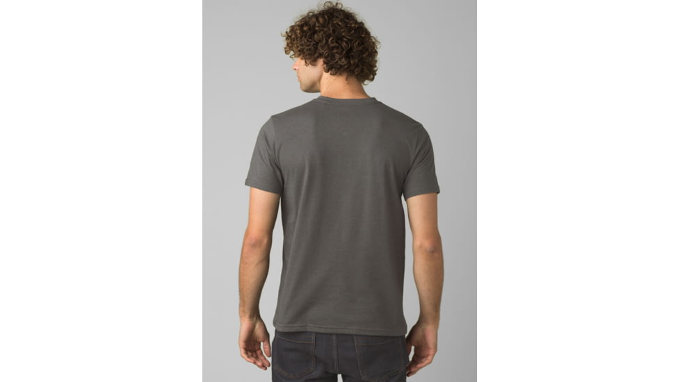 prAna V-Neck T-Shirt, Charcoal Heather, Large, 1965421-003-ST-L