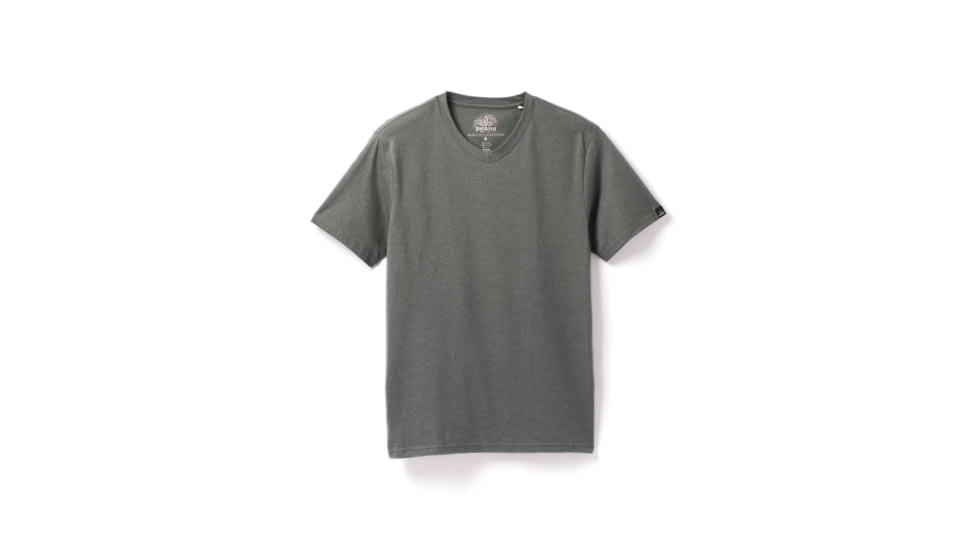prAna V-Neck T-Shirt, Charcoal Heather, Large, 1965421-003-ST-L