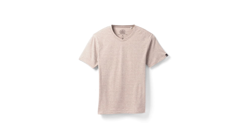 prAna V-Neck T-Shirt, Dark Khaki Heather, Large, 1965421-250-ST-L